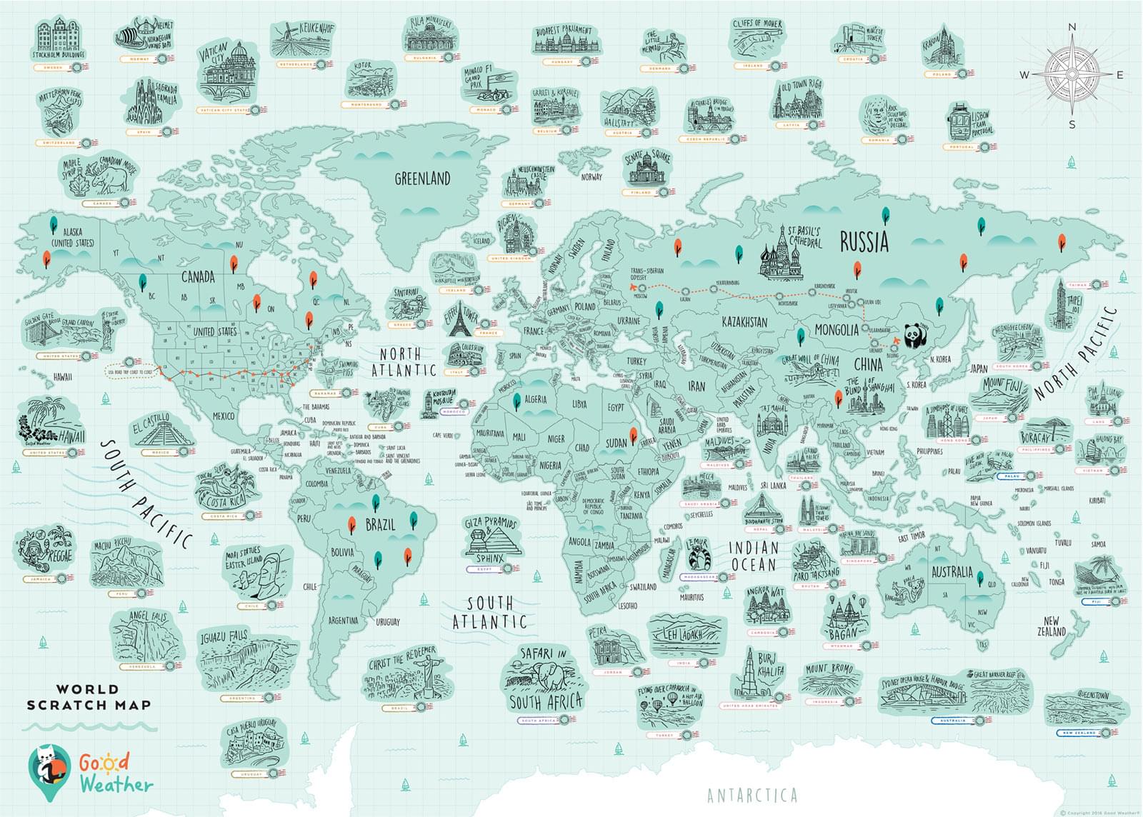 Good Weather Travel Scratch Map World Edition 刮刮地圖