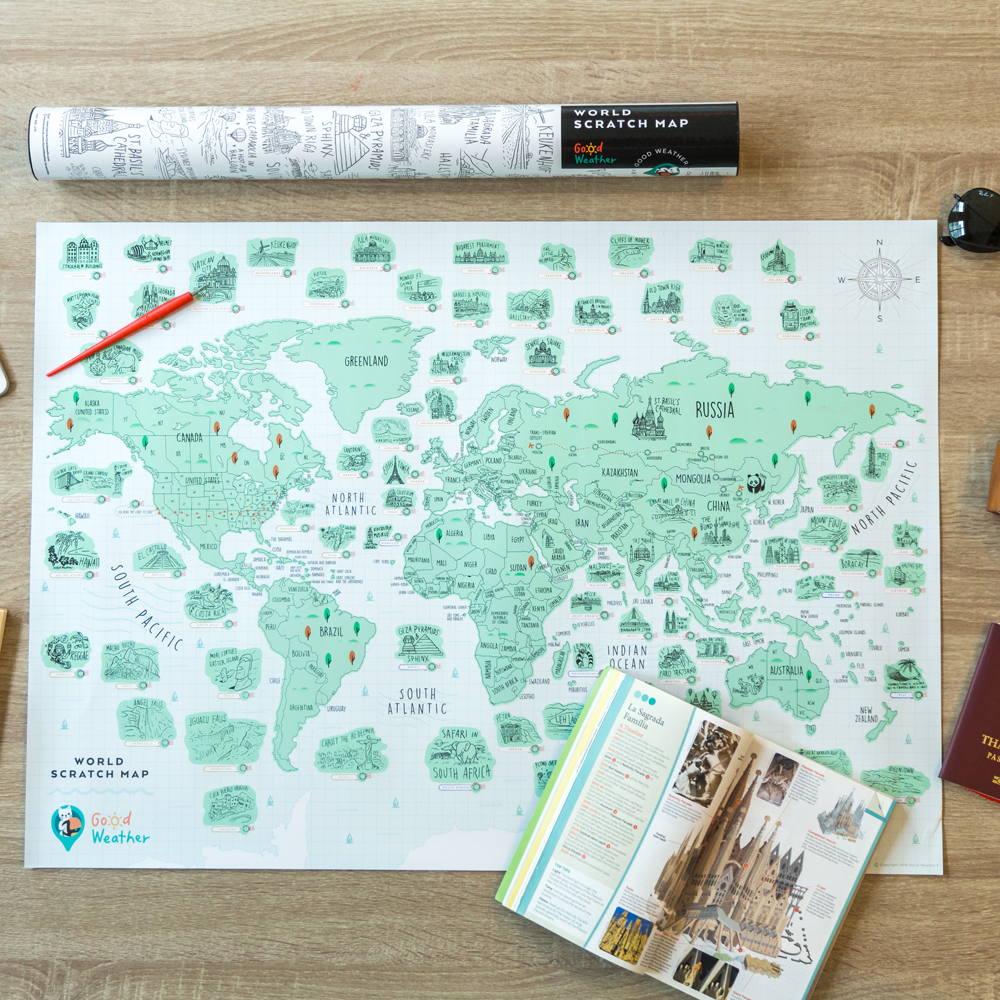 Good Weather Travel Scratch Map World Edition for Travelers Gift Ideas Travel Memories